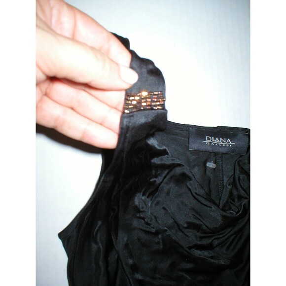 New NWT 4 Womens 40 Diana Gallesi Dress Designer Italy Black Cowl Beaded Straps - Picture 9 of 12